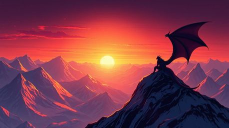 A captivating illustration showcases a majestic dragon and its rider soaring above breathtaking icy mountains.  The scene is 
