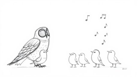 A charming Pixar-style hand-drawn sketch depicts a blind owl, rendered with textured pencil strokes, imparting invaluable fli