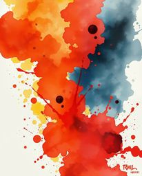 A captivating watercolor painting in the style of intense, dramatic Isekai anime.  The artwork features vibrant reds, oranges
