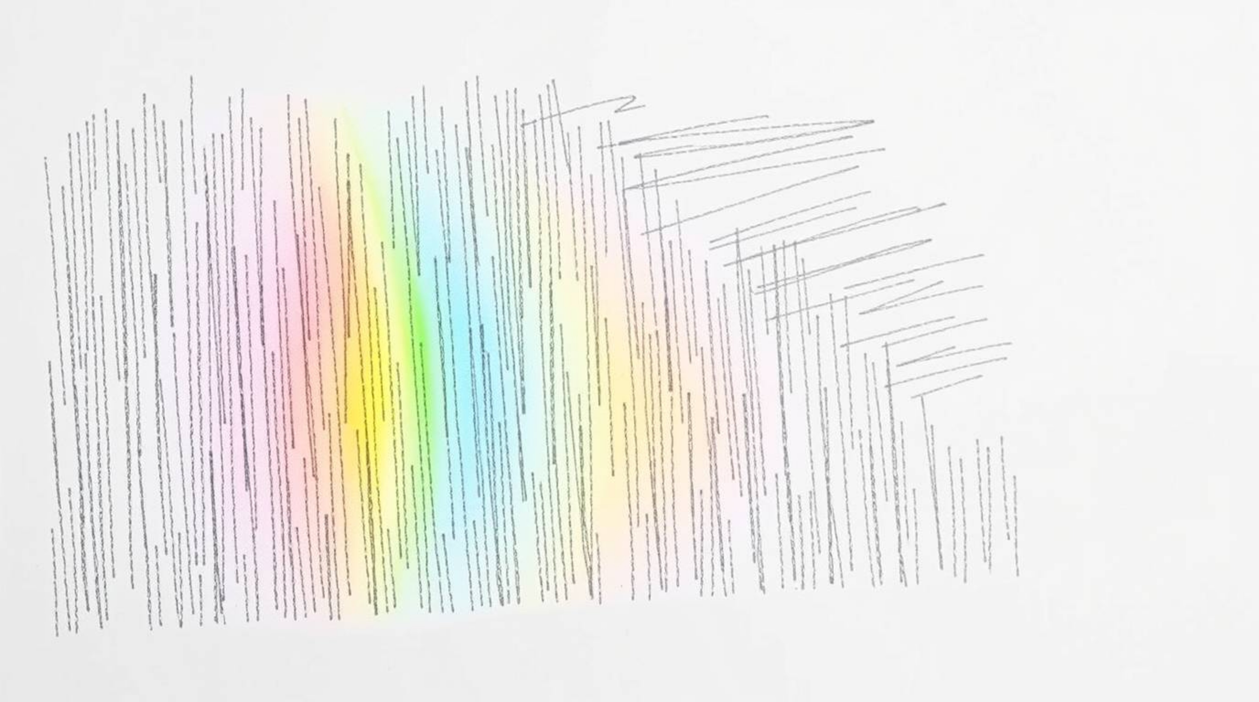 A captivating hand-drawn sketch showcasing an iridescent gradient texture on a metallic surface.  Vibrant color shifts and gl