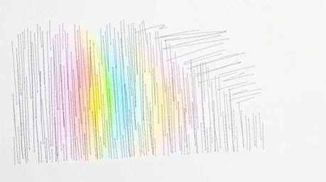A captivating hand-drawn sketch showcasing an iridescent gradient texture on a metallic surface.  Vibrant color shifts and gl