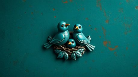 A captivating image showcasing two cartoon birds meticulously building a nest, rendered in a classic animation style. The ric