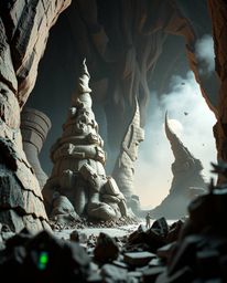 Experience an epic scene showcasing sculptural clay art interwoven with a vibrant glitch effect, embodying a digital corrupti