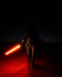 Explore a dramatic desert adventure with a brave, Disney-style hero captured in stunning long exposure photography. This imag