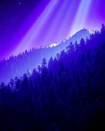 A captivating image showcasing a digital glitch effect overlaying a vibrant natural forest.  Deep ultraviolet hues and epic l