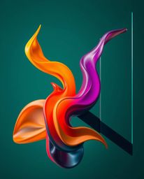 A captivating abstract photograph in the style of Associated Press editorial photography, featuring colorful 3D fluid shapes 