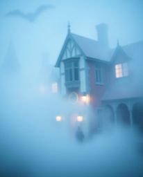 Discover the magic! Immerse yourself in a captivating image of a magical school shrouded in thick fog, featuring young wizar