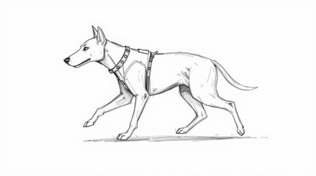 A captivating hand-drawn sketch depicts a futuristic dog autonomously traversing space.  The distinct split layout showcases 
