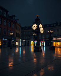 A captivating high-resolution stock photo depicting an empty town square, filled with the dramatic interplay of light and sha