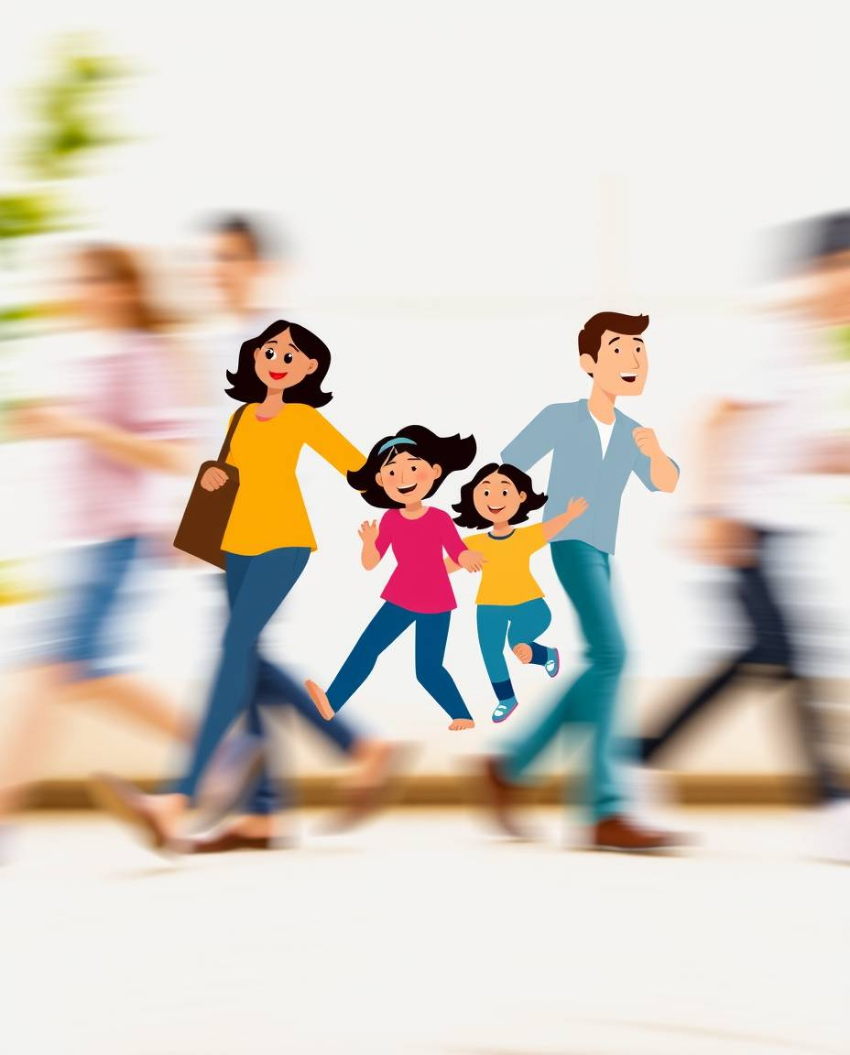 A dynamic logo design capturing a heartfelt family reunion in a vibrant Pixar style. This logo features blurred lines and act
