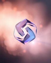 A logo design inspired by soft cinematic haze, featuring glassy fluid 3D shapes in motion, surrounded by glowing particles. T