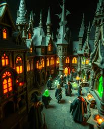 Explore the captivating world of a magical school populated by young wizards in this extreme macro close-up photograph. Witne