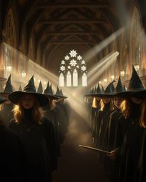 Experience the wonder of a magical school through a professional fine art photograph, bathed in soft, warm tones and delicate