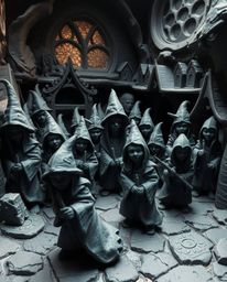 Discover captivating sculptural clay artwork depicting a magical school filled with young wizards.  This series showcases a s