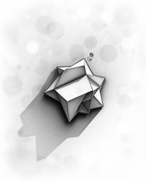 This captivating monochrome watercolor painting showcases a stunning 3D geometric pattern reminiscent of folded paper.  A sof