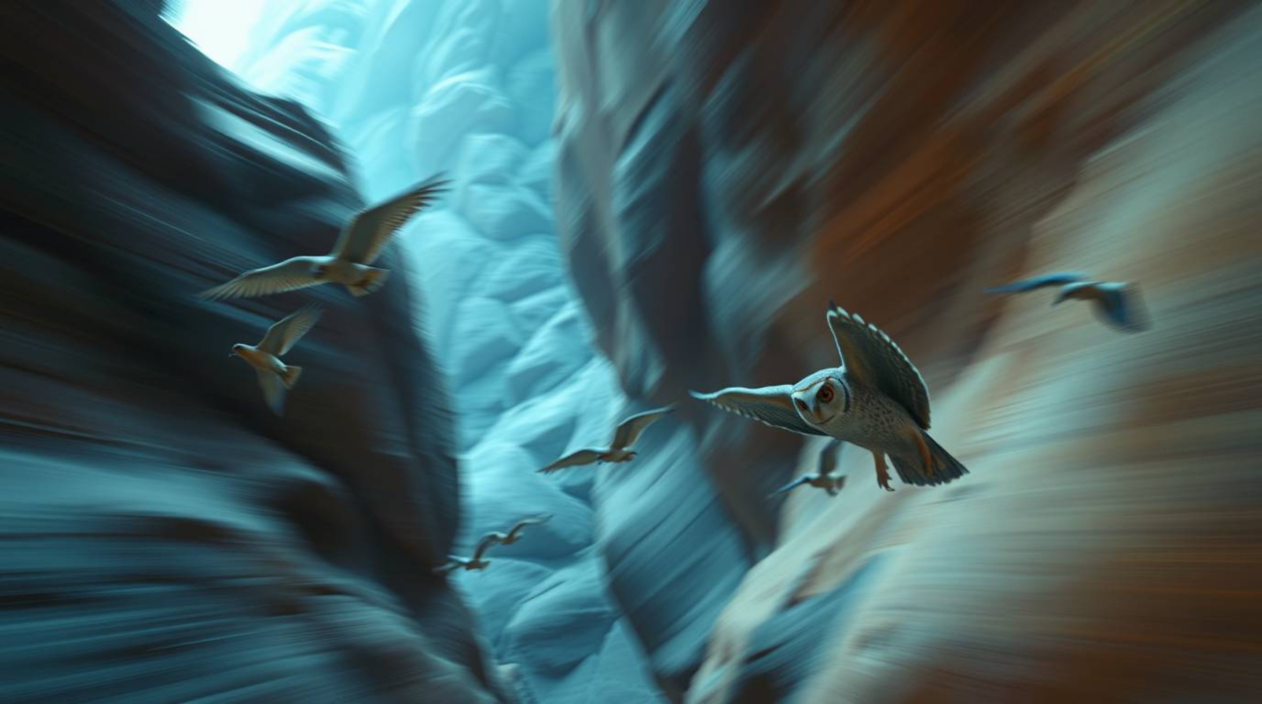 This stylized cinematic photograph, created with a long exposure technique, captures a mystical atmosphere. It features a bli