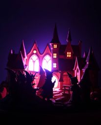 This series features stunning sculptural clay art pieces, silhouetted against electric, vivid backlighting. Each artwork depi