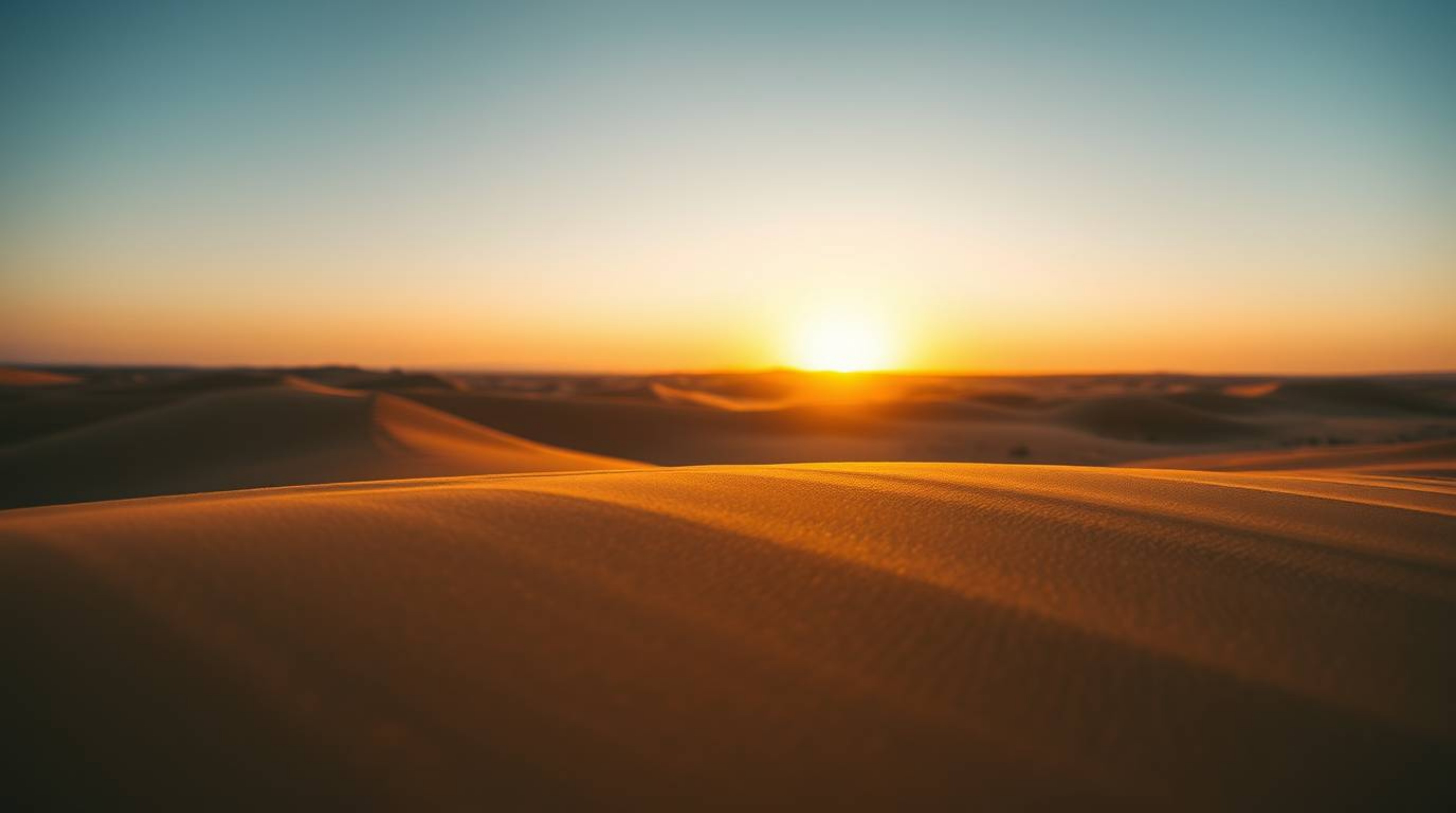 Experience the breathtaking beauty of a desert sunset in extreme macro detail. This captivating image showcases golden dunes 