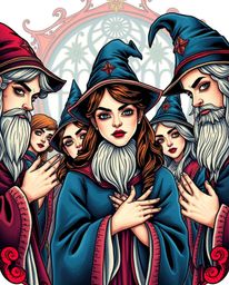 Explore a captivating magical school teeming with young wizards, depicted in graceful and elegant poses. This artwork showcas