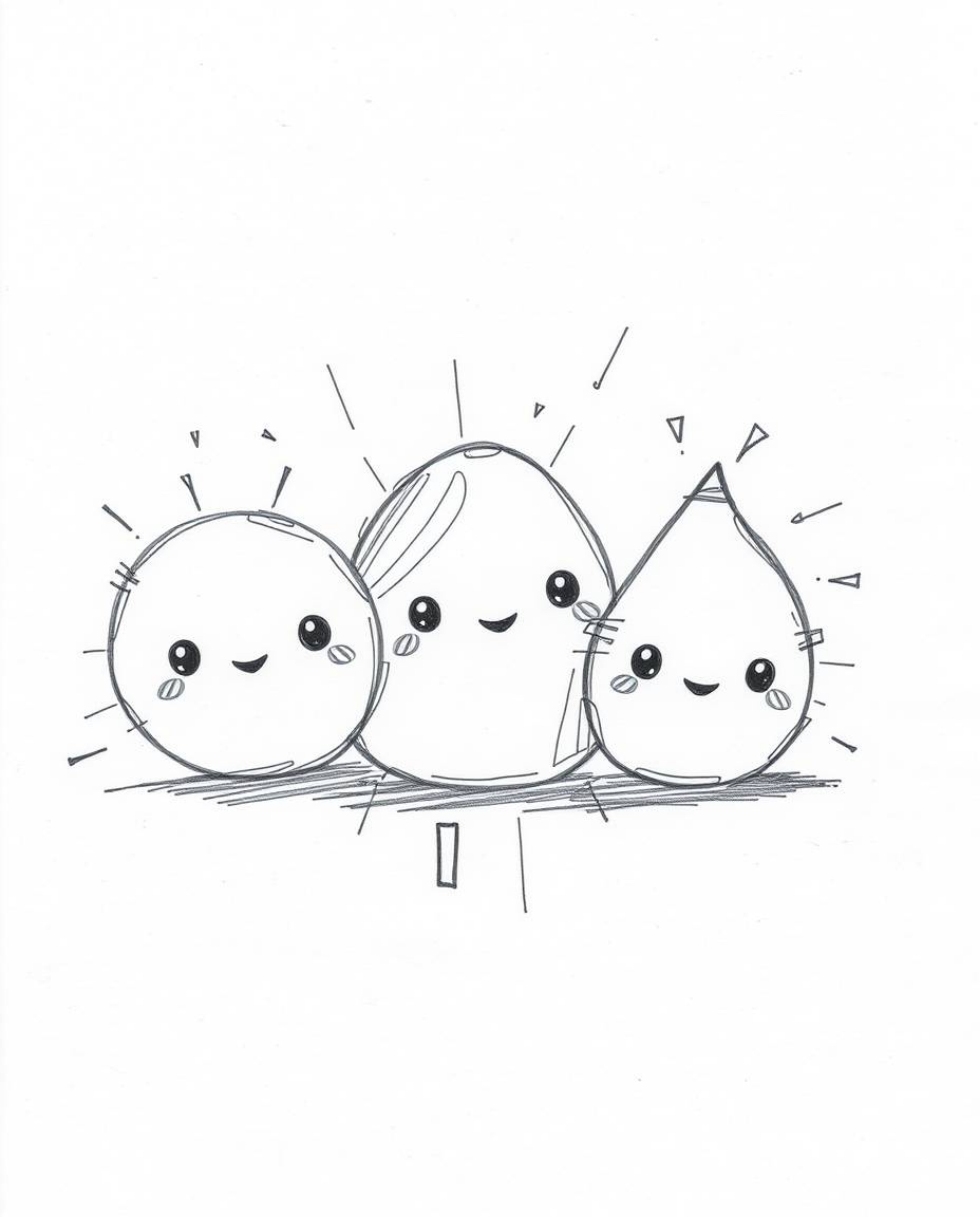 Explore a charming collection of hand-drawn, adorable, and cute abstract shapes, enhanced with dynamic glitch effects, fragme