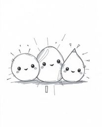 Explore a charming collection of hand-drawn, adorable, and cute abstract shapes, enhanced with dynamic glitch effects, fragme