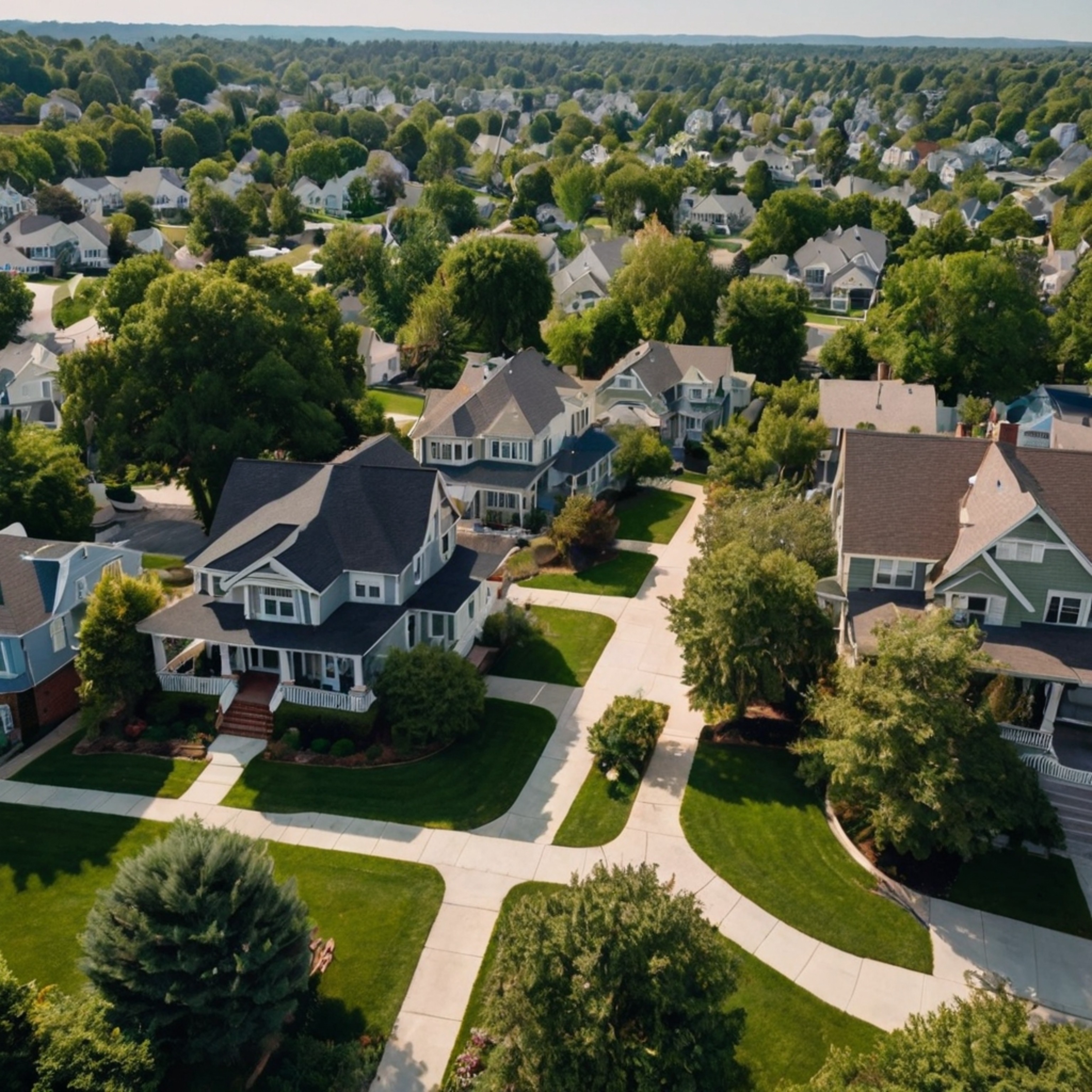 Discover the charm of a sprawling suburban neighborhood, characterized by its picturesque tree-lined streets, classic white p