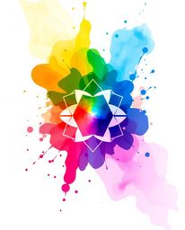 This logo design is inspired by the vibrant chaos of watercolor splashes blending on paper.  It features vivid tones, a sense