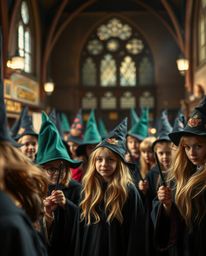 Explore a captivating magical school bustling with young wizards, brought to life with a striking visual style. Experience sh