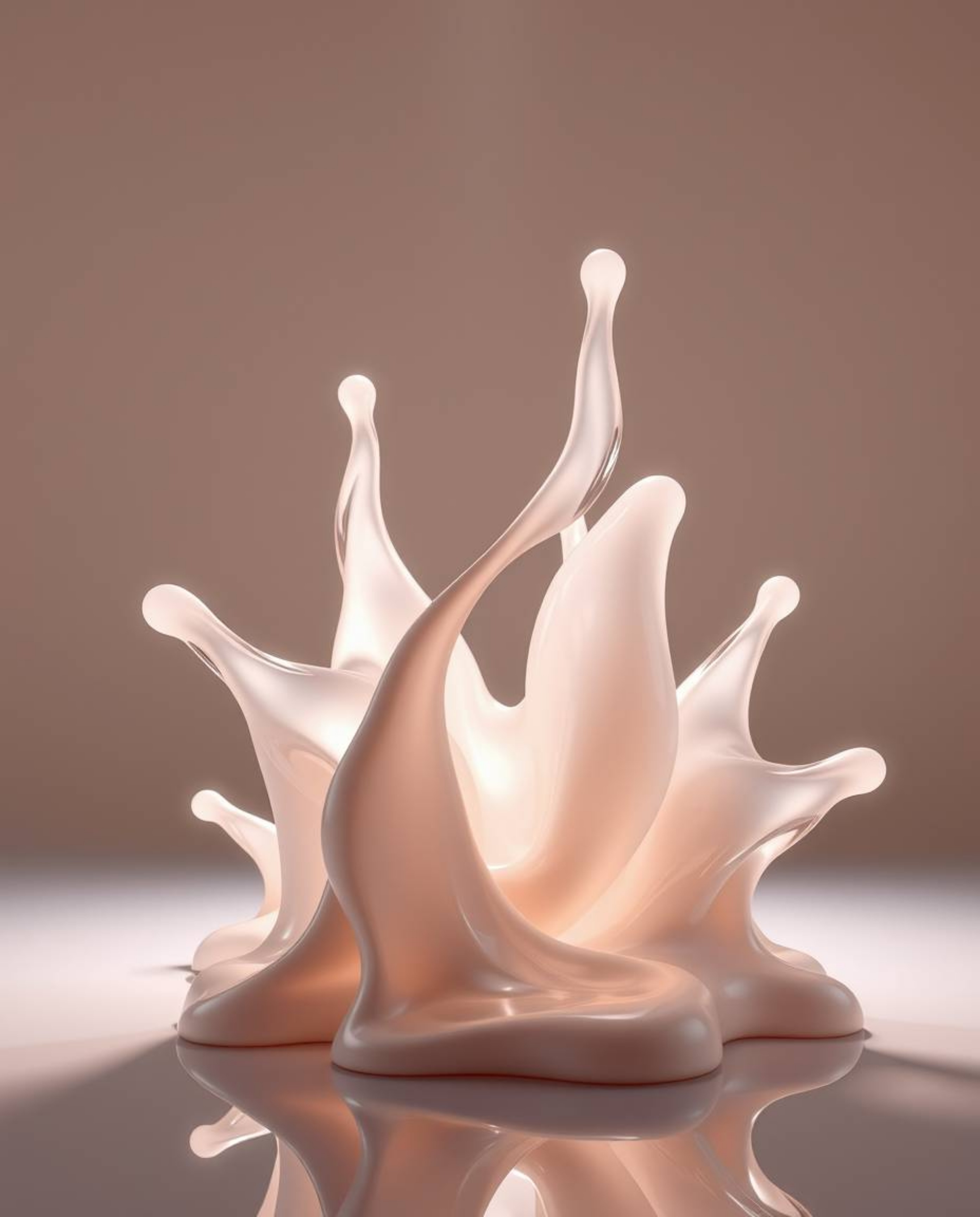 Explore a mesmerizing collection of silhouetted 3D sculptural fluid shapes crafted from mercury, showcasing a reflective surf