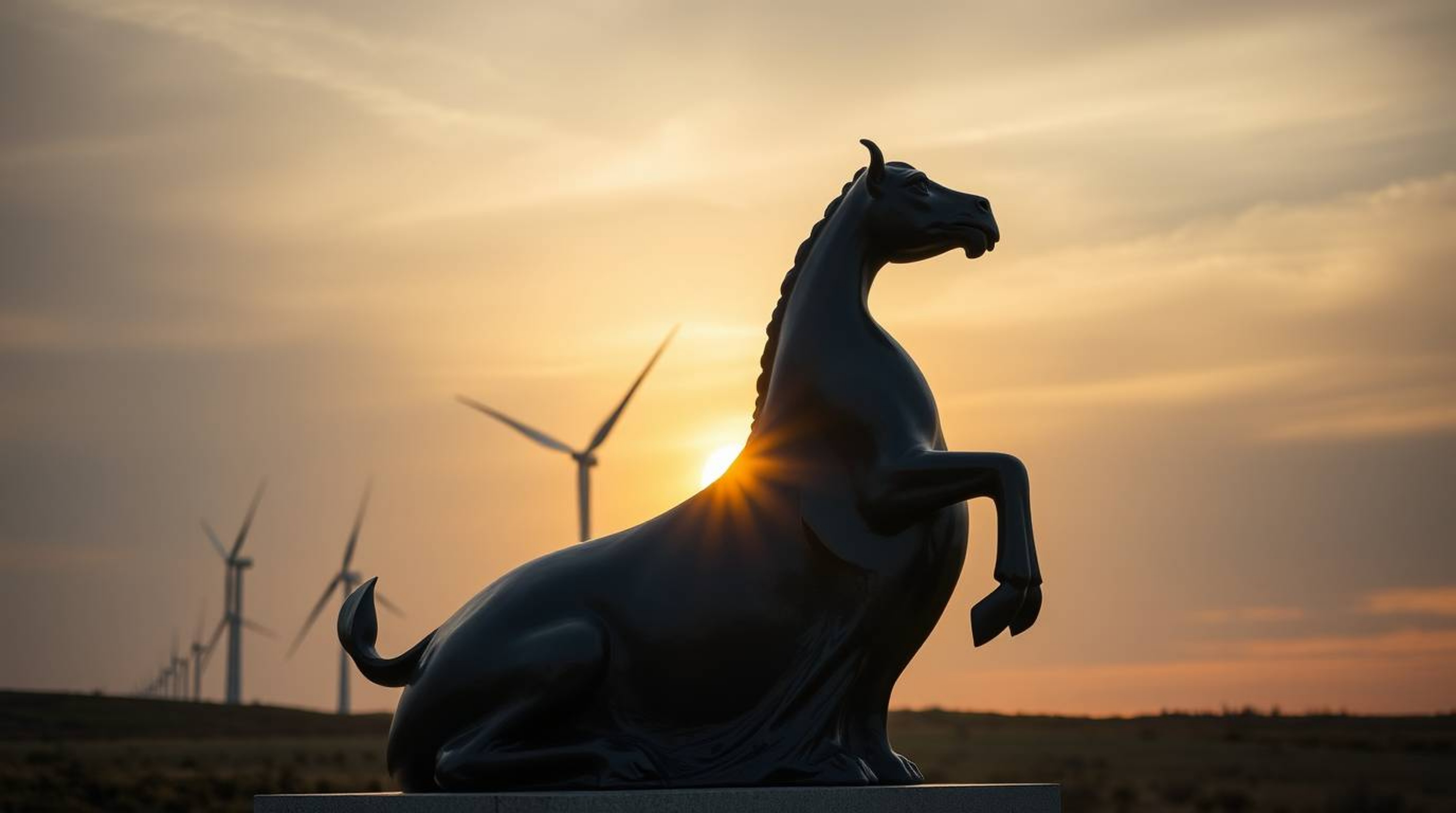 A captivating bronze sculpture showcasing soft pastel colors and dramatic chiaroscuro lighting. The scene depicts a breathtak