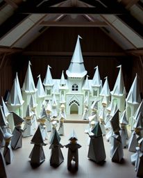 Discover a captivating world of origami magic!  This enchanting school is filled with young wizards, meticulously crafted in 