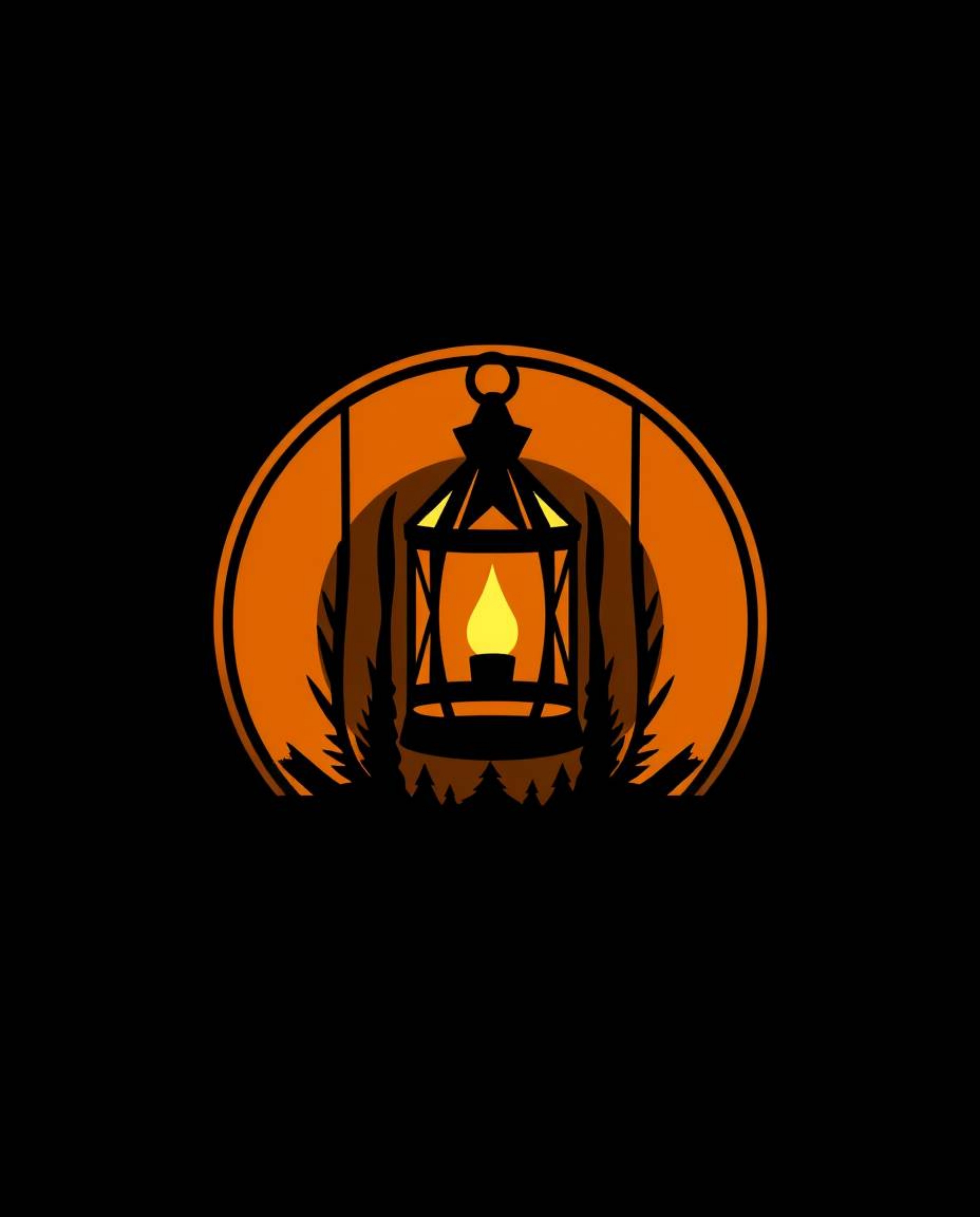 This design showcases a warm and inviting logo inspired by candlelight.  A glowing lantern sits in a dark forest setting, fea