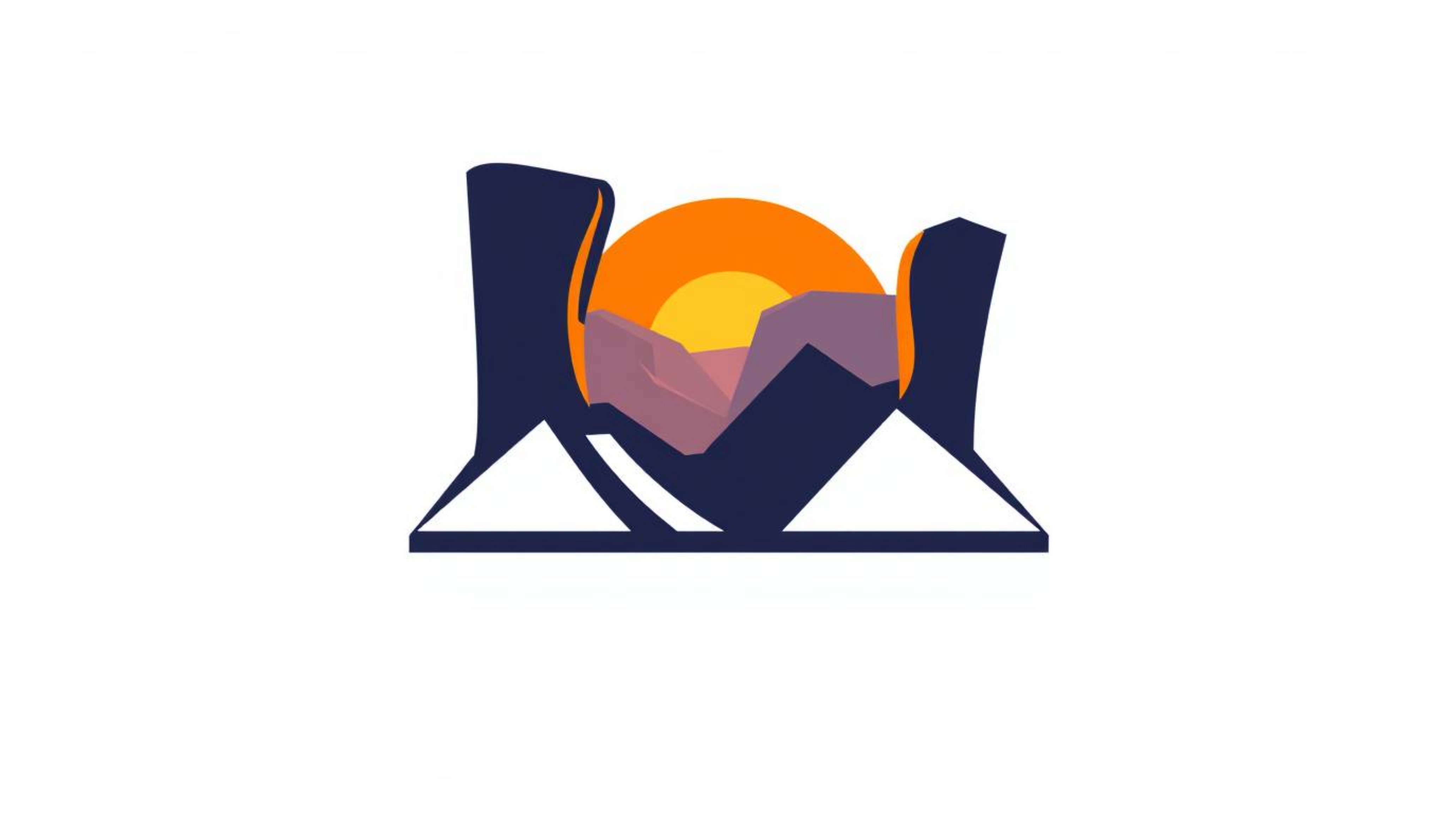This visually appealing logo design is inspired by a rocky canyon at sunset.  Clean lines and balanced shapes create a geomet