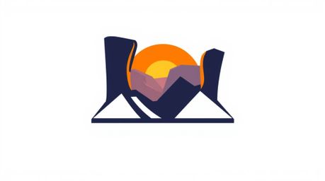 This visually appealing logo design is inspired by a rocky canyon at sunset.  Clean lines and balanced shapes create a geomet