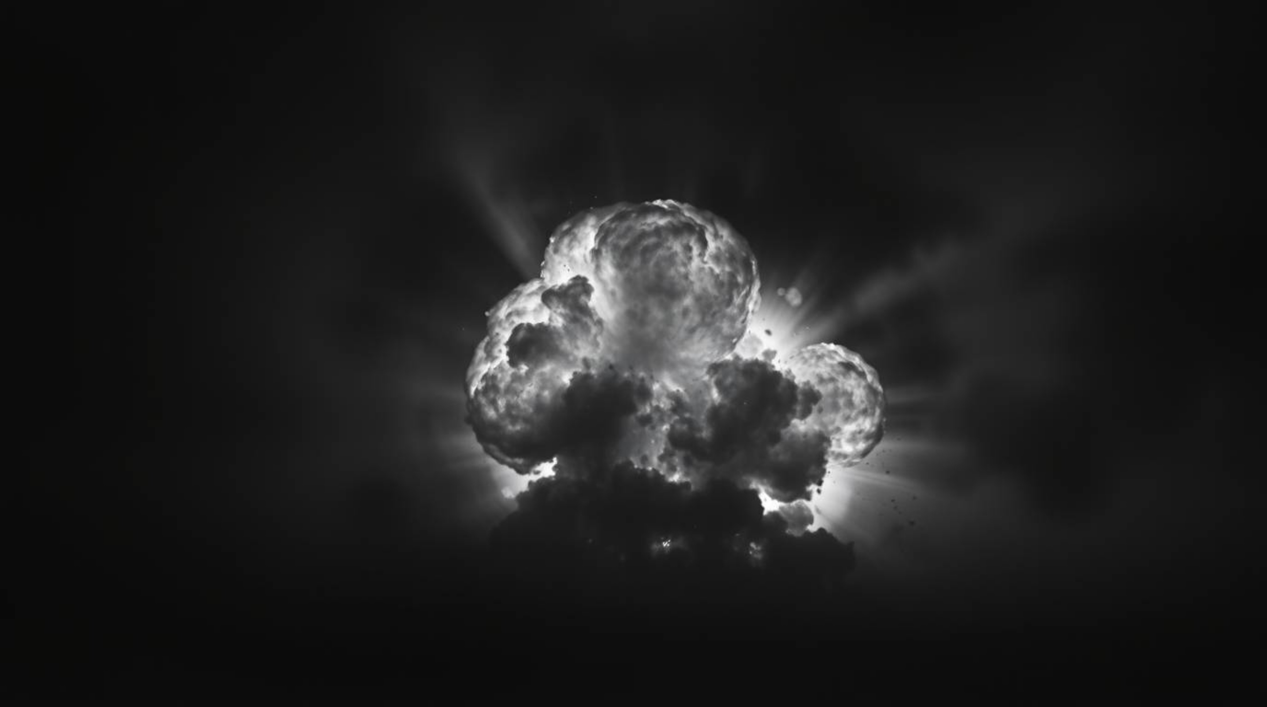 A classic black and white image depicting a dramatic TNT explosion in the Wild West. The dark tones and unsettling details cr