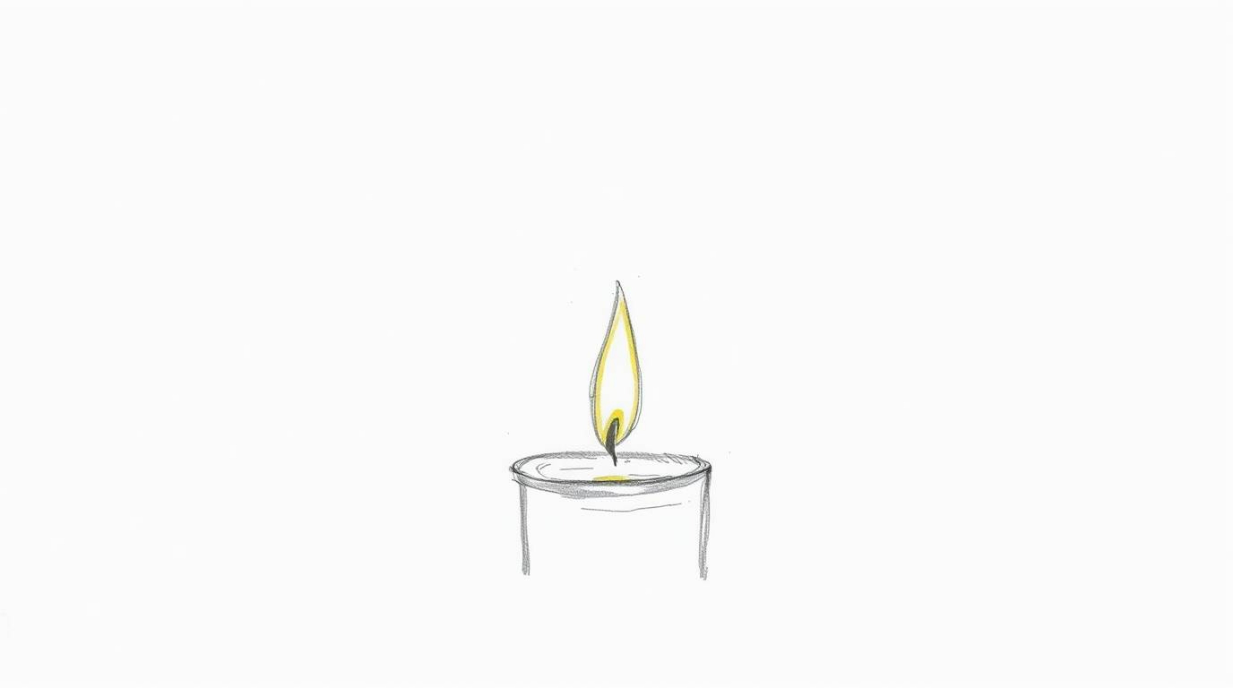 A captivating hand-drawn sketch depicts the warm glow of candlelight against a white background.  Rough pencil strokes create
