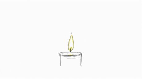 A captivating hand-drawn sketch depicts the warm glow of candlelight against a white background.  Rough pencil strokes create