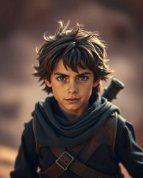 Embark on a thrilling Disney-style desert adventure with a brave hero.  This image features a sharply focused subject set aga