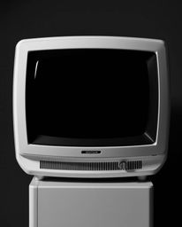 A captivating collection of classic black and white images featuring retro-style TV screen glitches and RGB separation.  Thes