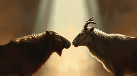 A captivating digital painting showcases two talking animals engaged in conversation, set against a backdrop of intense drama