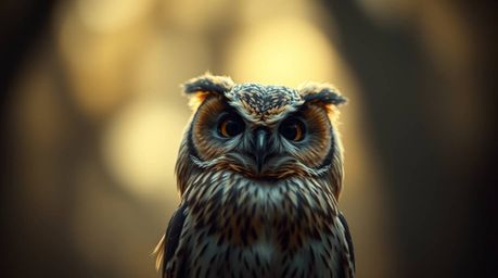 A heartwarming and visually stunning fine art photograph depicts a blind, Pixar-inspired owl offering gentle encouragement to