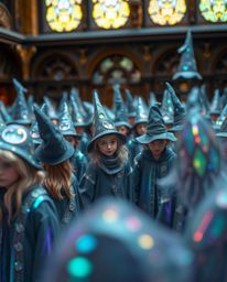 Immerse yourself in the enchanting world of a magical school brimming with young wizards. This extreme macro photography show