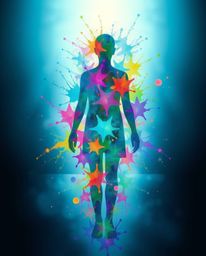 This mesmerizing artwork captures an ethereal spiritual vibe through a cool color palette of blues, greens, and purples. Colo