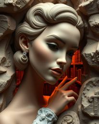 Imagine a scene where a person with graceful and elegant, refined features stumbles upon a hidden underground library. This d
