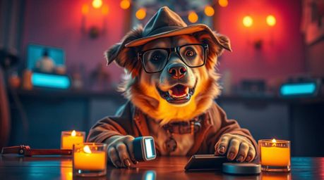 Dive into a captivating world where a lively, energetic dog detective uses high-tech gadgets to solve mysteries.  Bathed in w