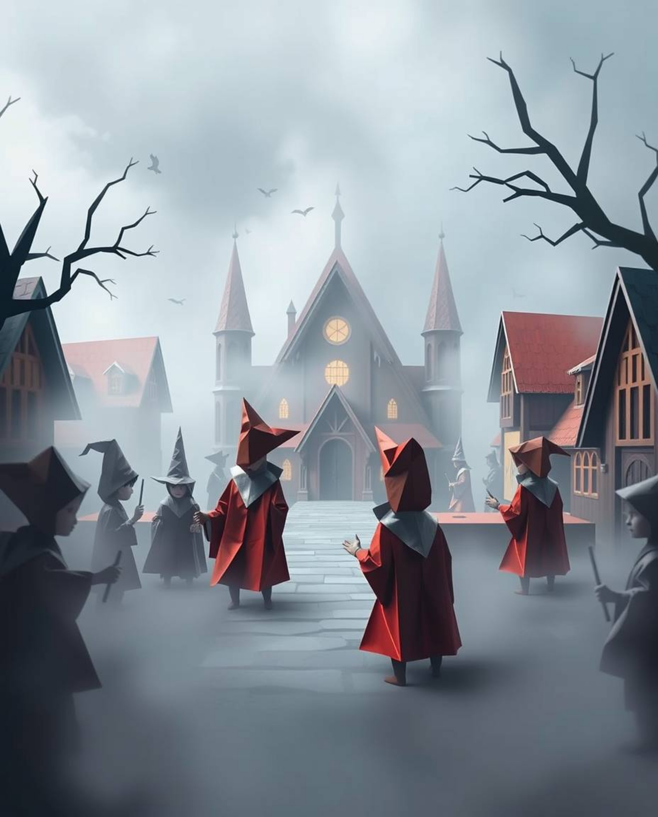 Immerse yourself in a magical school teeming with young wizards, brought to life through intricate origami artistry. Nestled 