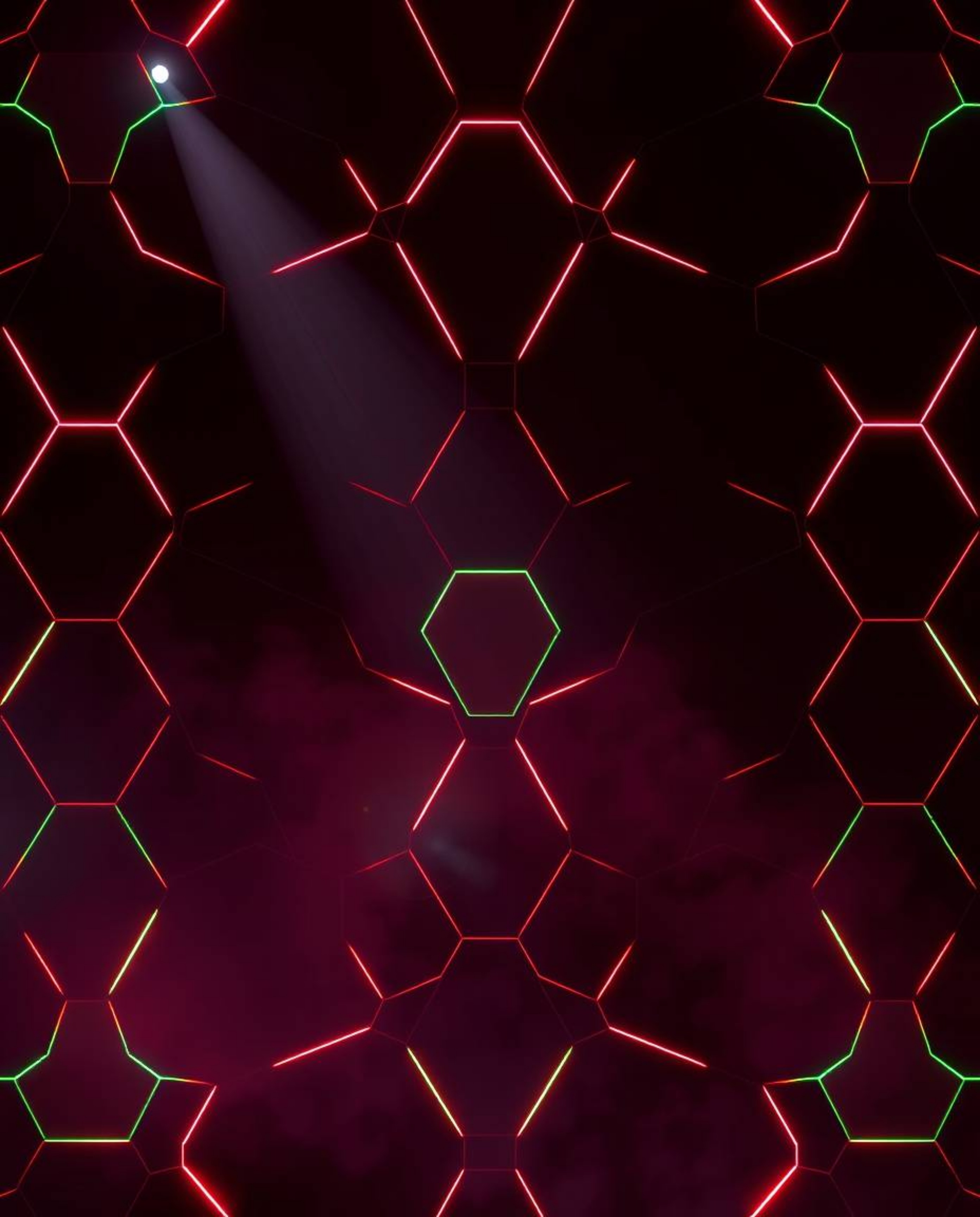 Immerse yourself in a visually stunning scene featuring intense volumetric lighting that brings to life a seamless geometric 