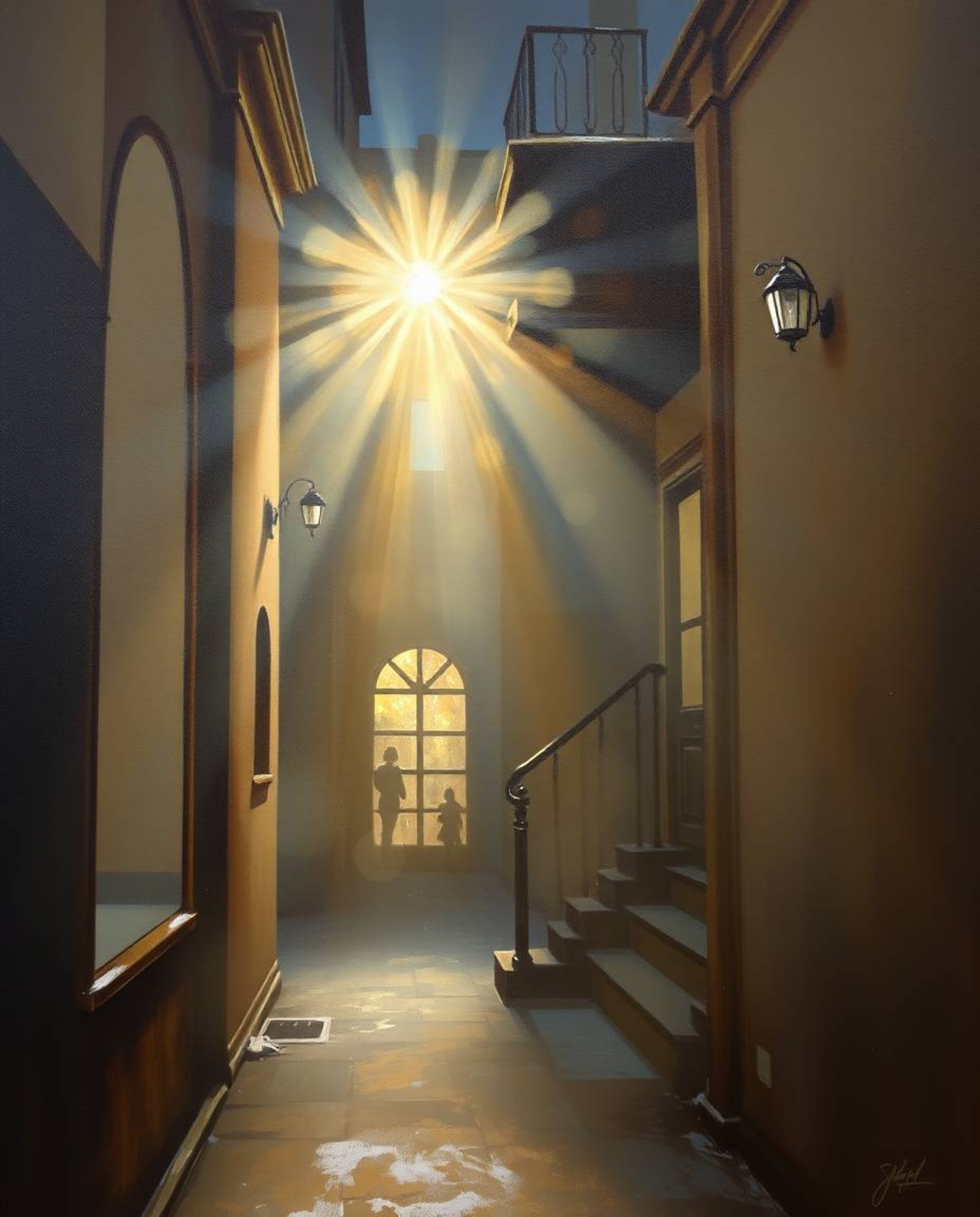 Immerse yourself in a classic oil painting aesthetic, featuring volumetric lighting and visible light beams dancing through d