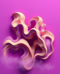 A mesmerizing 3D illustration showcasing fluid shapes continuously morphing, meticulously crafted from layered papier-mâché. 