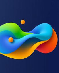 Explore the captivating world of modern flat design where vibrant 3D fluid shapes dance and intertwine with geometric forms, 